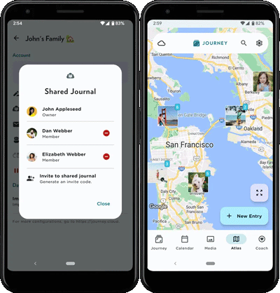 Collaborate and create cherished memories with your loved ones, family members, or even friends on an unforgettable journey together using Journey's shared journal.