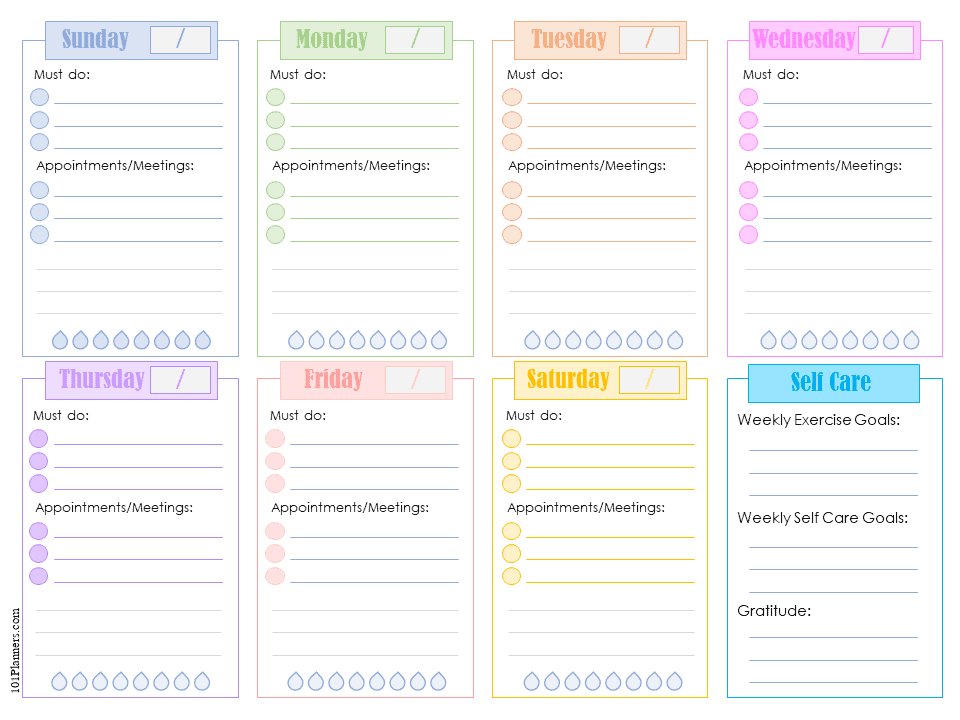 101Planners Colorful Weekly Planner.