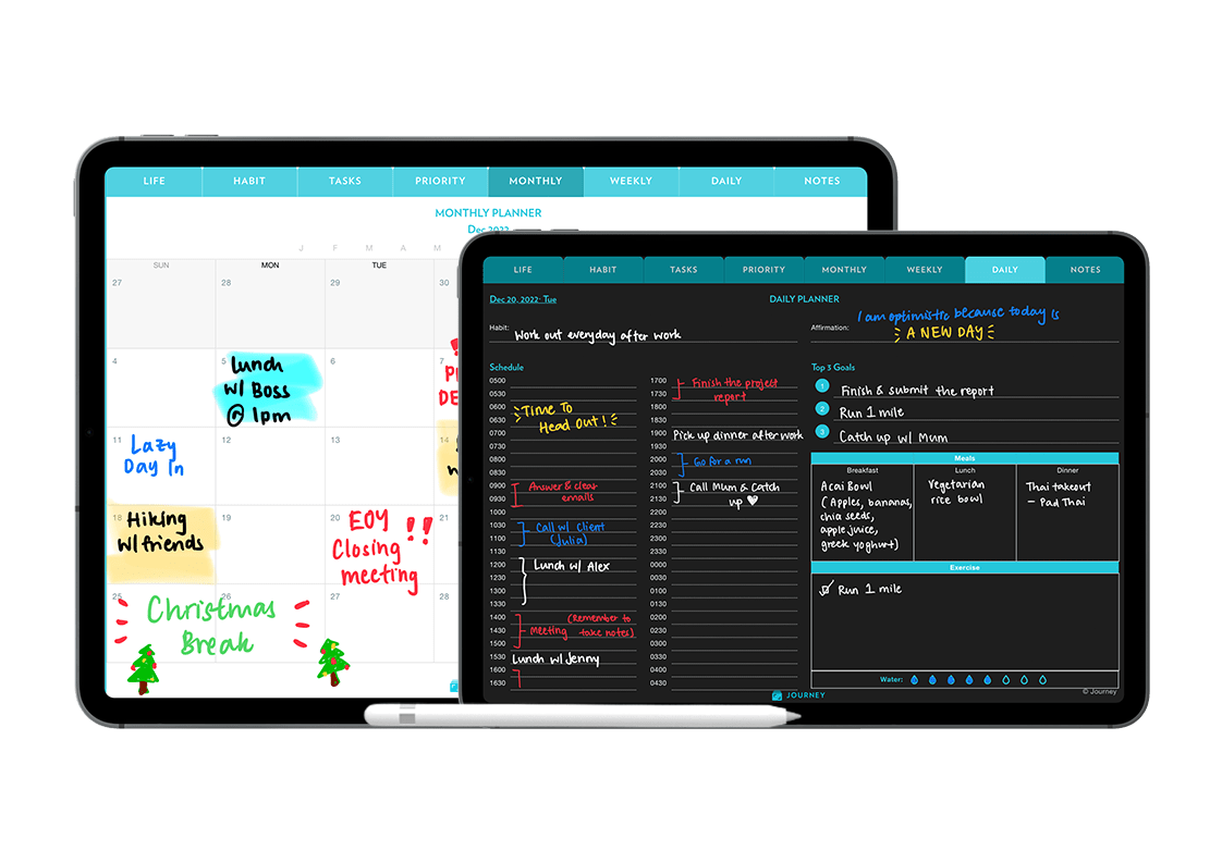 Journey Digital Planner 2022 Light and Dark Theme